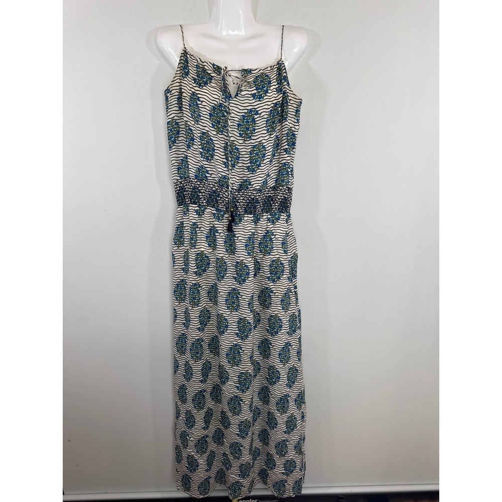 Tory‎ Burch Shelbee Floral Printed 100% Silk Maxi Dress Size 6 Boho Beachy Vacay